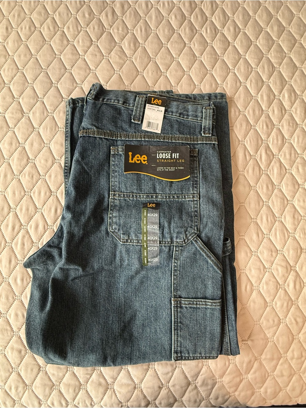NWT Lee Men's Carpenter Jeans Loose Fit Straight Leg Size 40x29